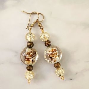 Gold and Brown Glass bead earrings